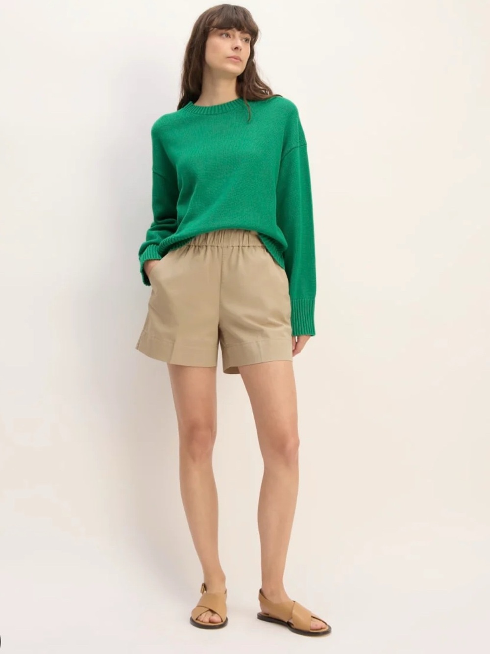 Everlane ‘Easy’ Shorts Elastic-Waist Khaki